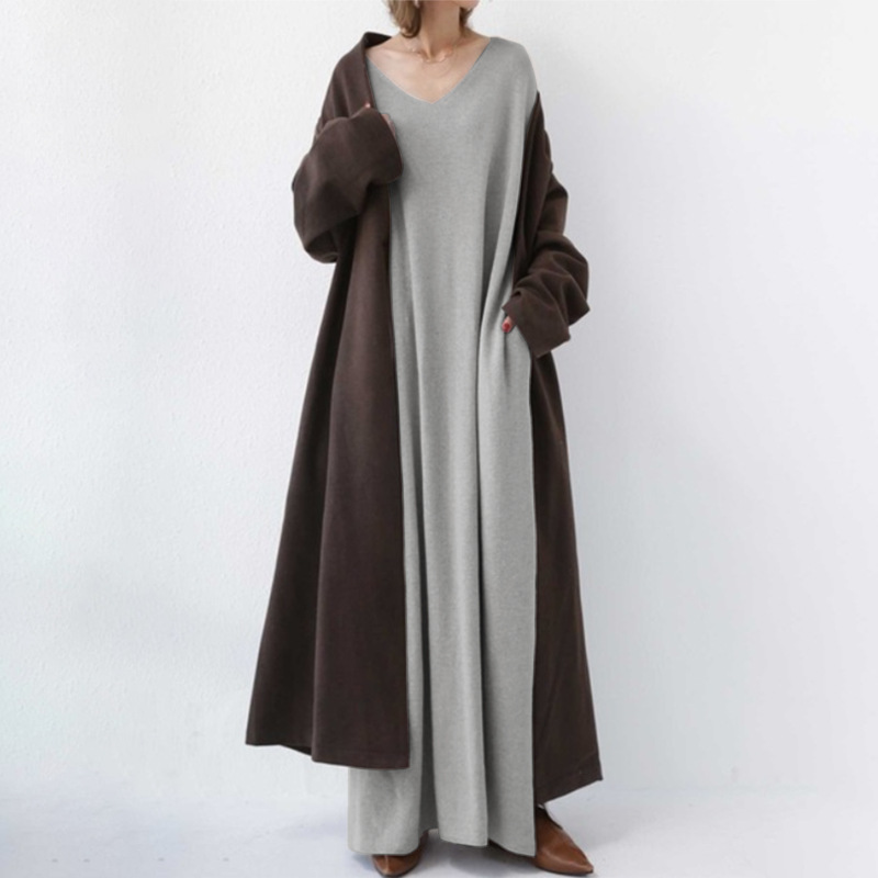 Serenya™ - Modisches Kleid mit langen Ärmeln und V-Ausschnitt