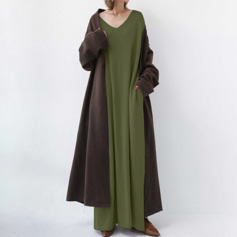 Serenya™ - Modisches Kleid mit langen Ärmeln und V-Ausschnitt
