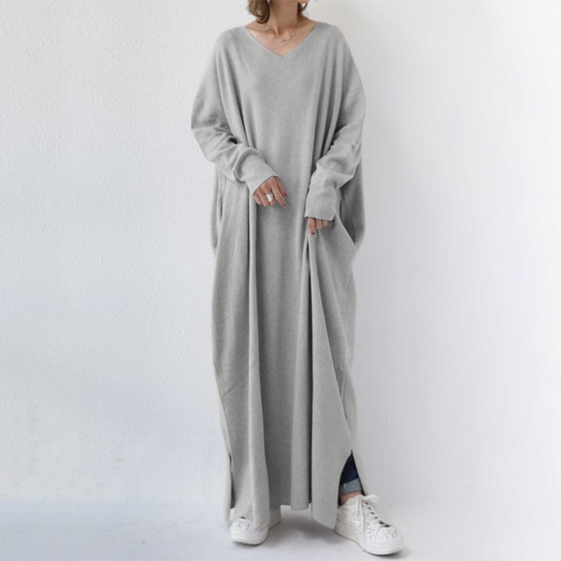 Serenya™ - Modisches Kleid mit langen Ärmeln und V-Ausschnitt