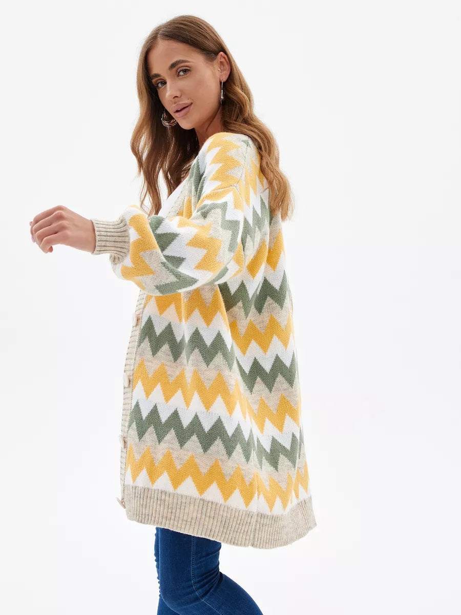 VelaBerlin – Langer gestreifter Oversize-Cardigan mit Knöpfen