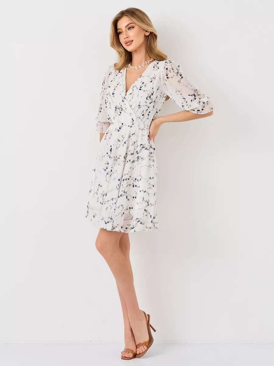 VelaBerlin – Sommerliches Wickelkleid aus Chiffon mit Blumenmuster