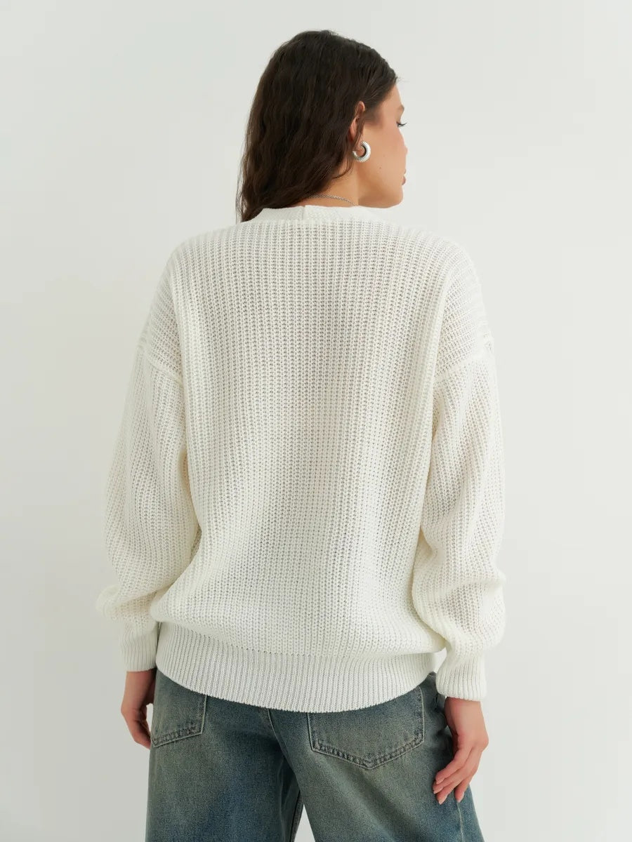 Oversize-Strickcardigan kurz mit Knöpfen