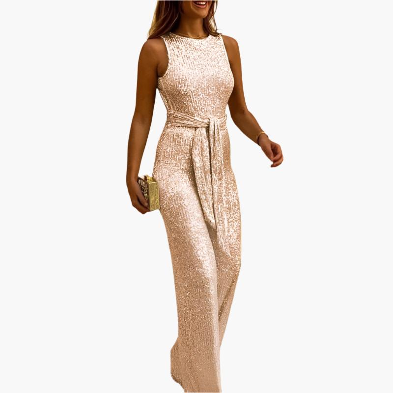 Ärmelloser Pailletten Overall für Damen