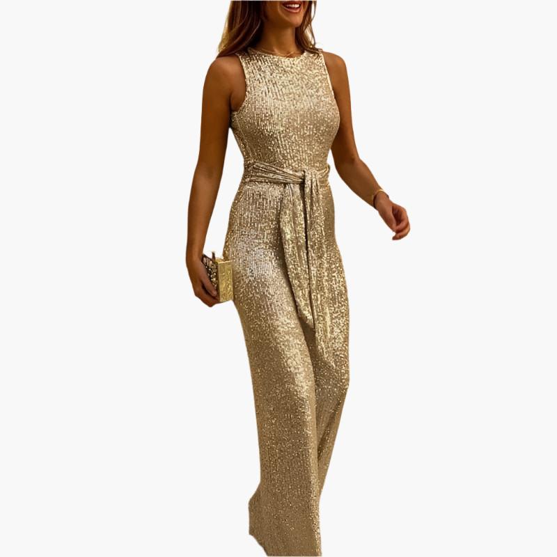 Ärmelloser Pailletten Overall für Damen