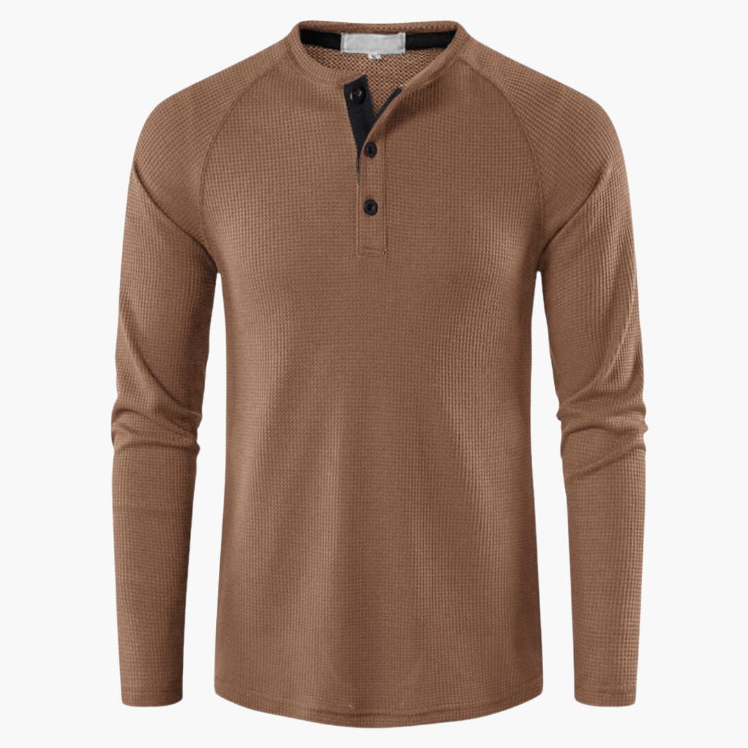 Herren-Henley-Langarm-T-Shirt