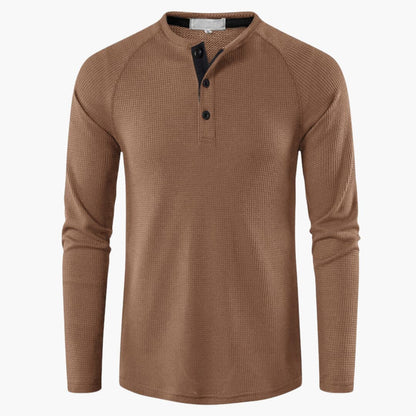 Herren-Henley-Langarm-T-Shirt