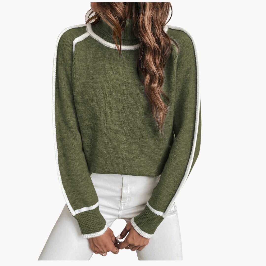 Gestreifter Rollkragenpullover für Damen