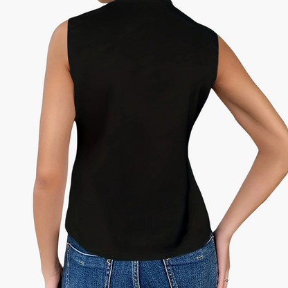 Ärmellose Wickelbluse mit Kragen für Damen