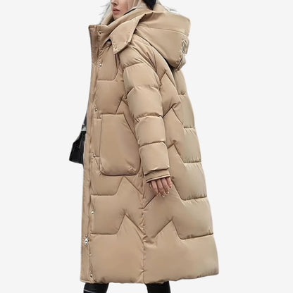 Einfarbiger Wintermantel mit Reißverschluss für Damen