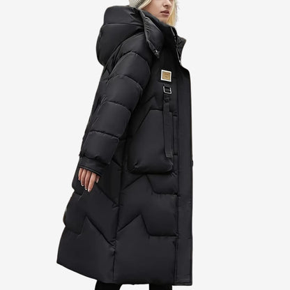 Einfarbiger Wintermantel mit Reißverschluss für Damen