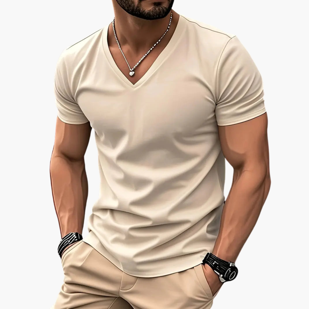 Glattes V-Ausschnitt T-Shirt für Herren