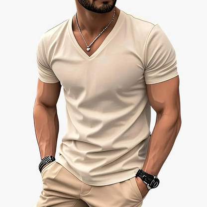 Glattes V-Ausschnitt T-Shirt für Herren
