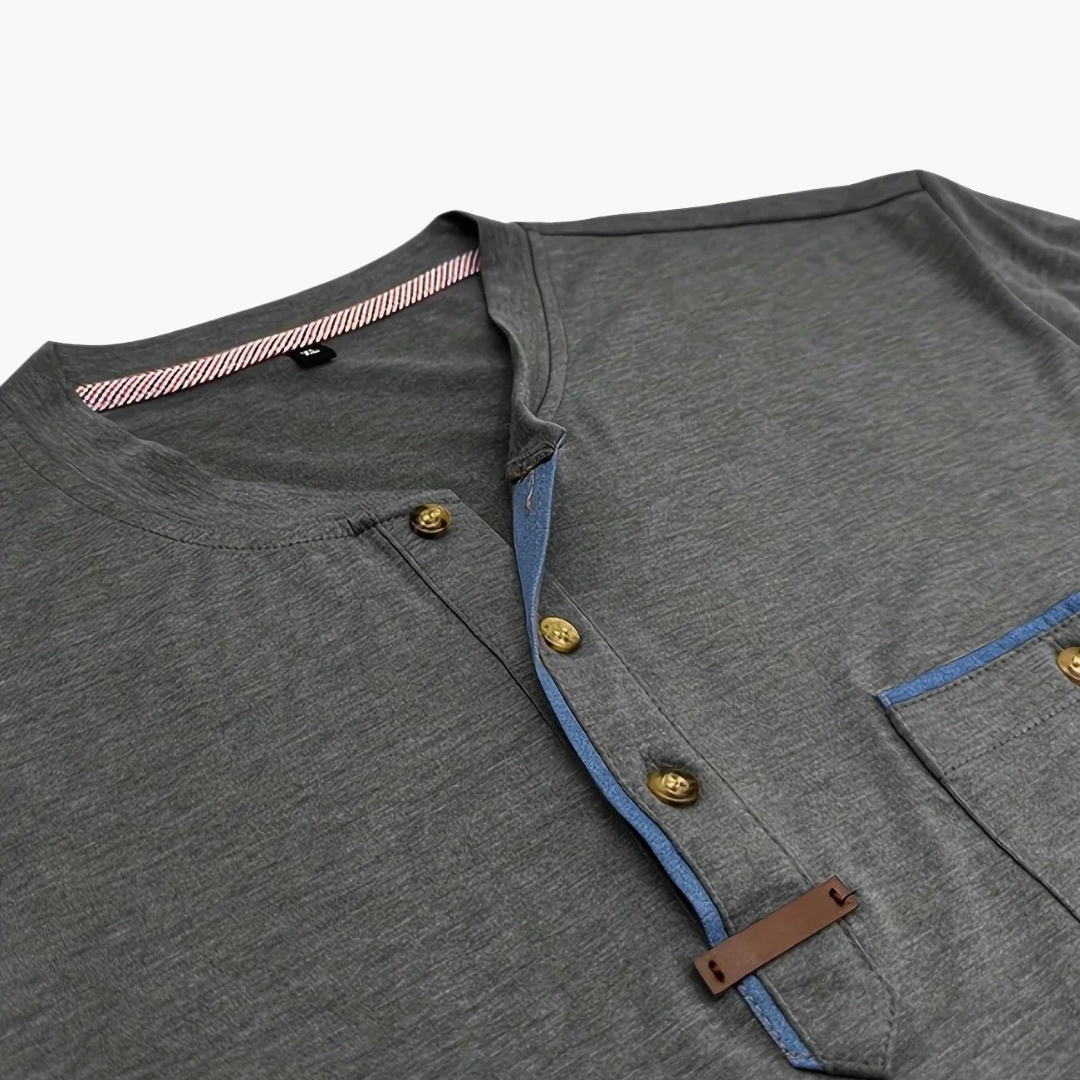 Henley T-Shirt mit Ziernähten für Herren