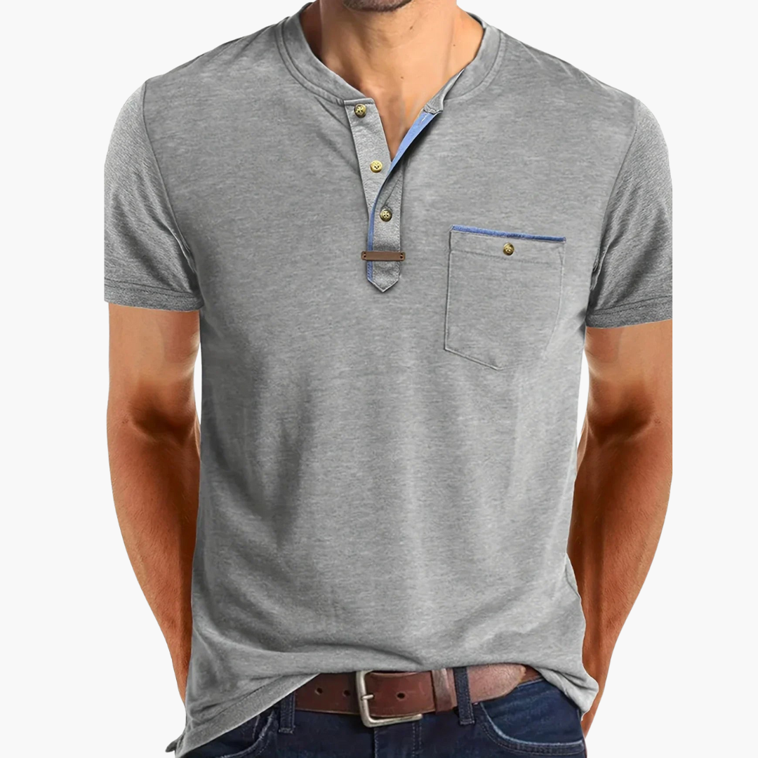 Henley T-Shirt mit Ziernähten für Herren