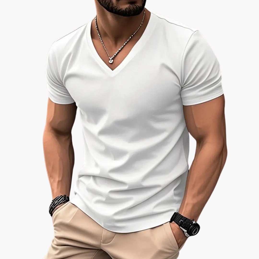 Glattes V-Ausschnitt T-Shirt für Herren