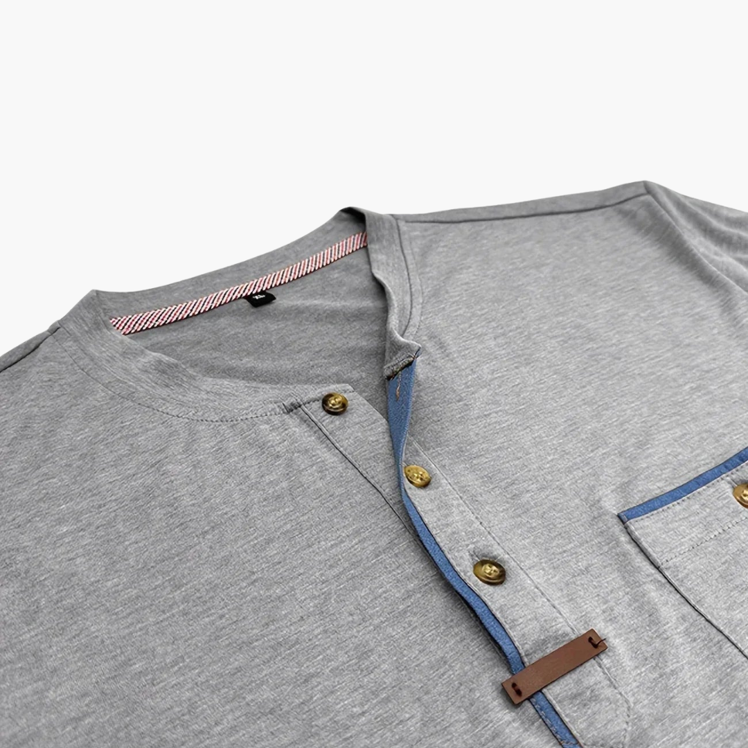 Henley T-Shirt mit Ziernähten für Herren