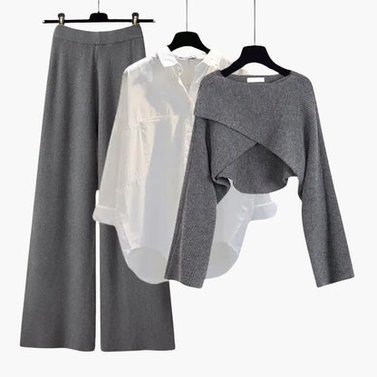Dreiteiliges Lounge-Set mit Strick für Damen