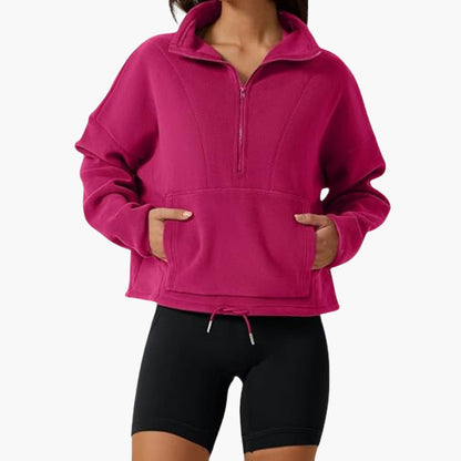 Halb-Zip Fleece-Sweatshirt für Damen