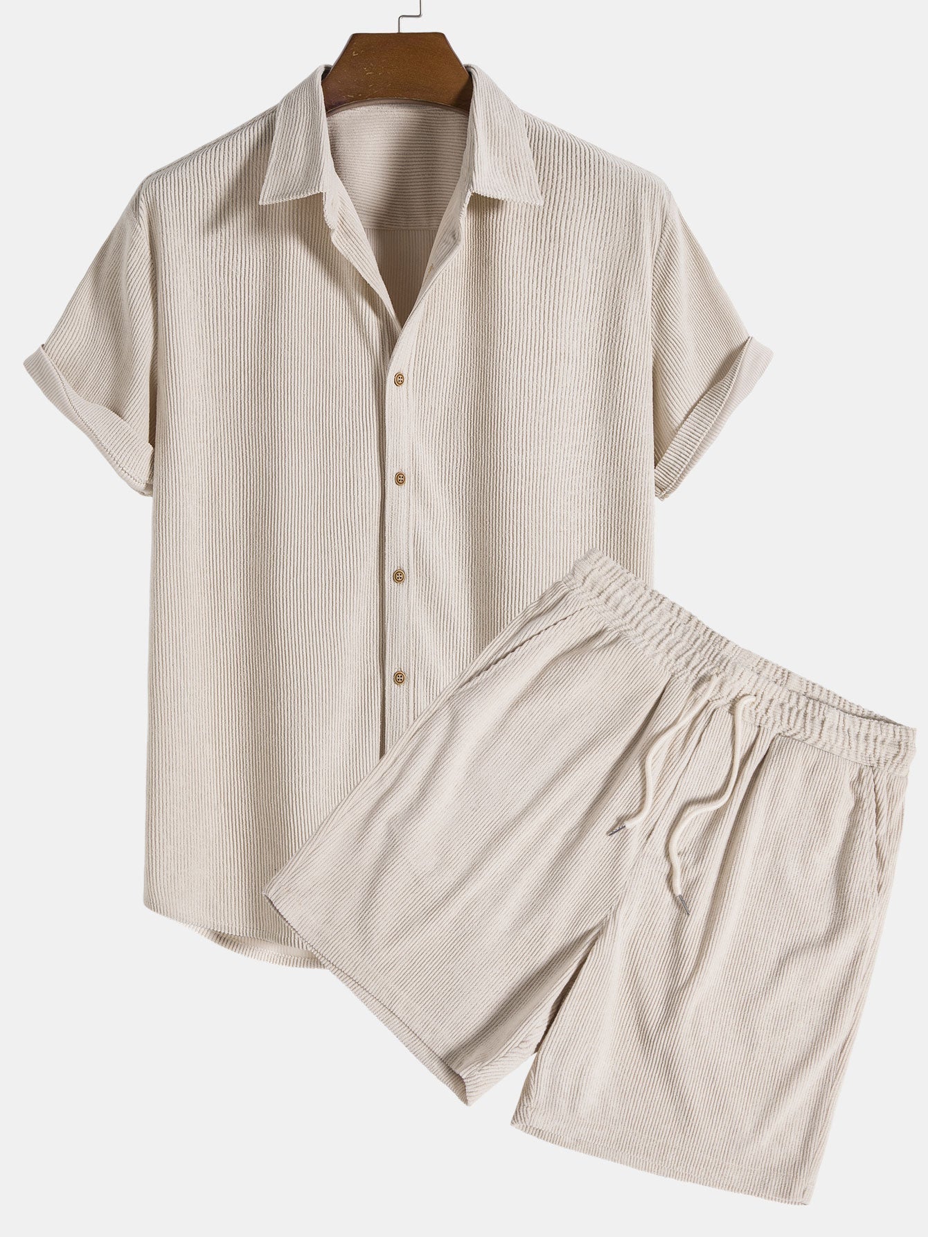 Cord-Shorts Set mit Kurzarmhemd für Herren