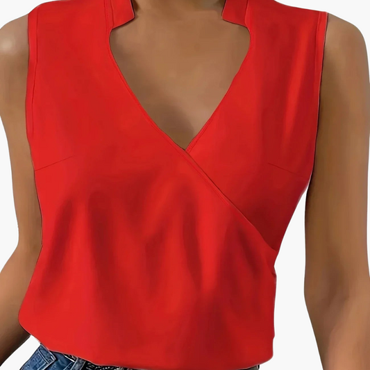 Ärmellose Wickelbluse mit Kragen für Damen