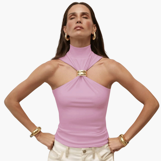 Gold-Akzent Haltertop für Damen