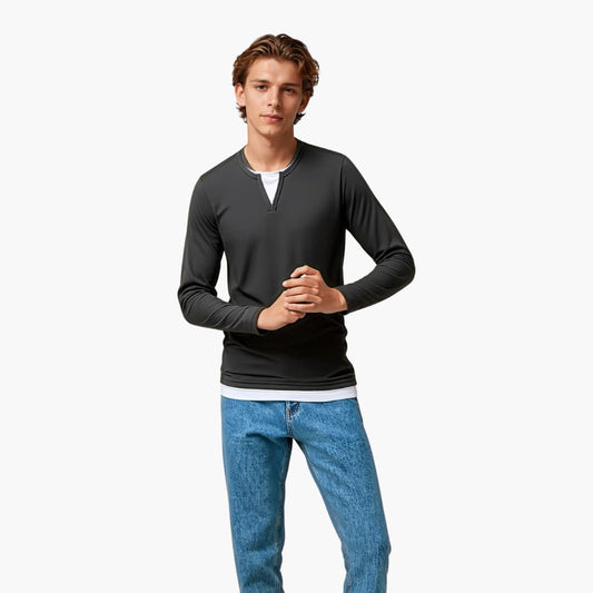 Zweilagiger Pullover mit Kragen für Herren