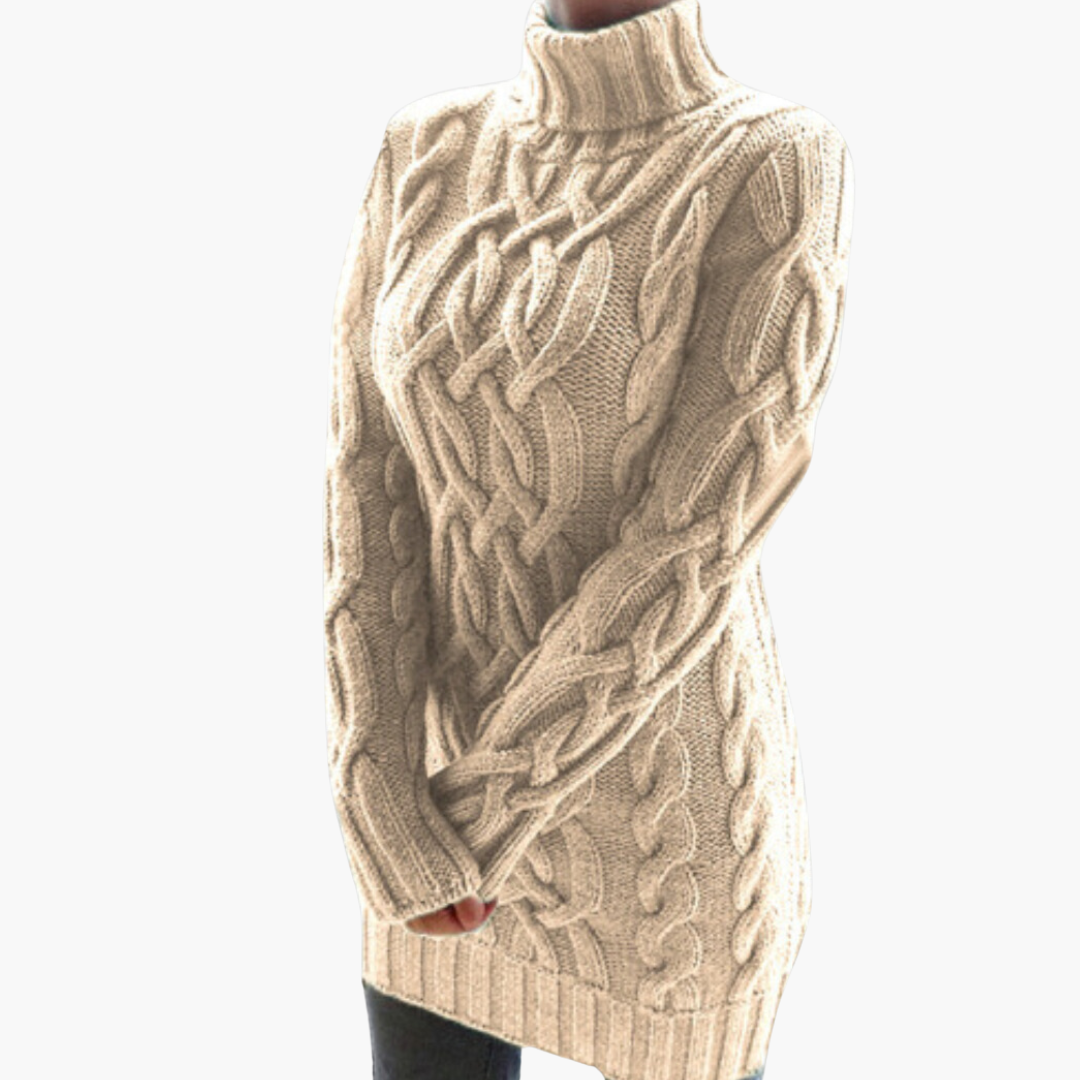 Stylischer Damen Rippen Rollkragenpullover
