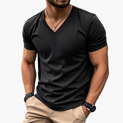 Glattes V-Ausschnitt T-Shirt für Herren