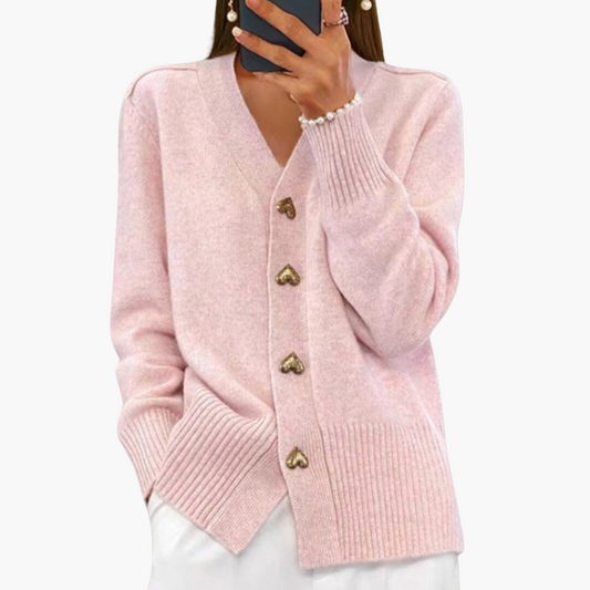 Herzknopf Strickcardigan für Damen