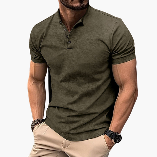 Kragenloses Slim Fit Poloshirt für Herren