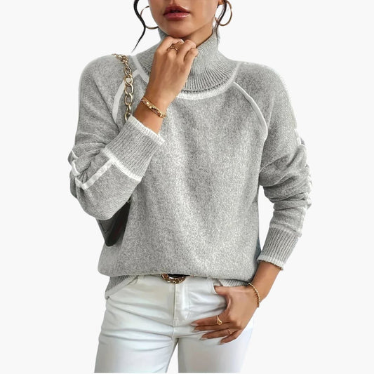 Gestreifter Rollkragenpullover für Damen