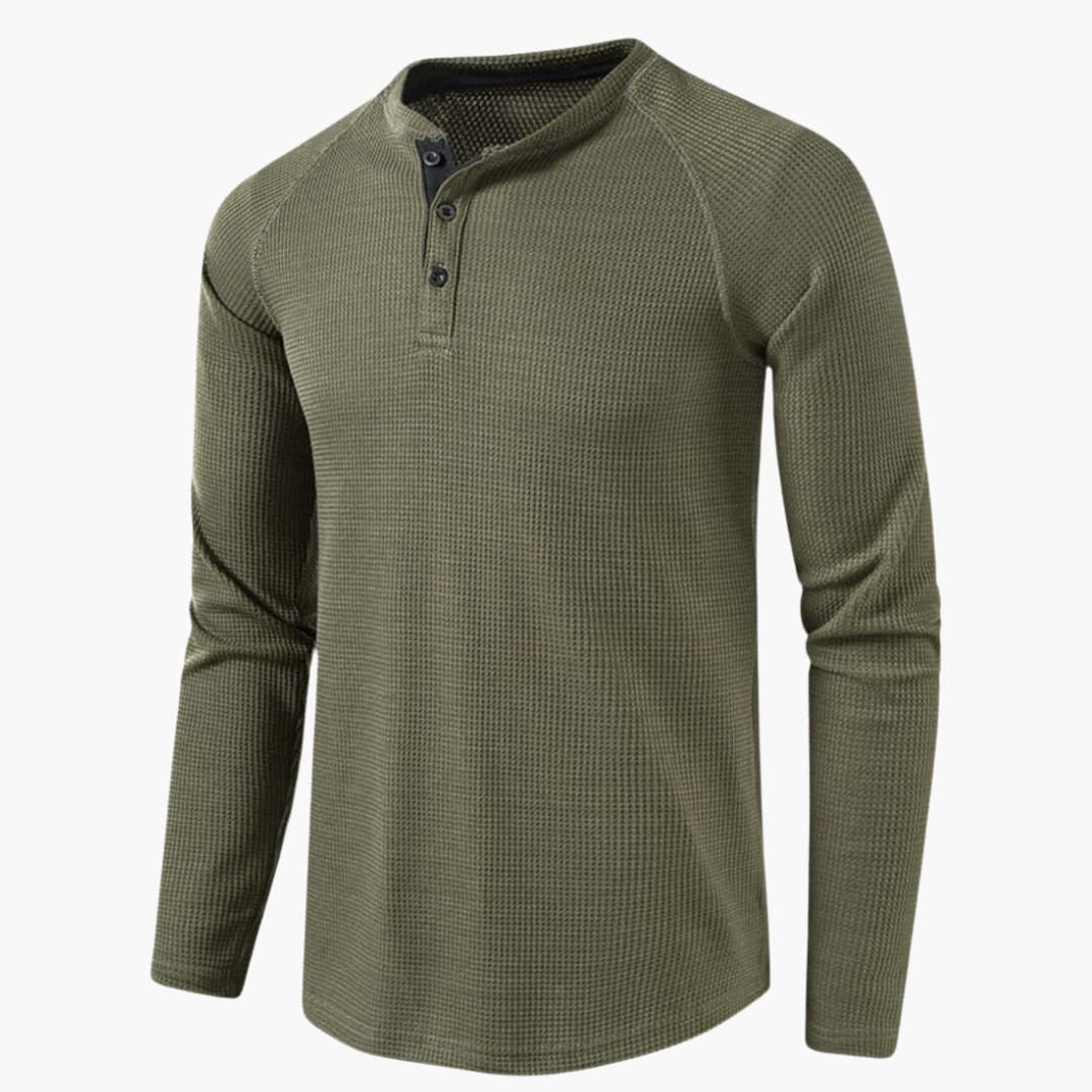 Herren-Henley-Langarm-T-Shirt