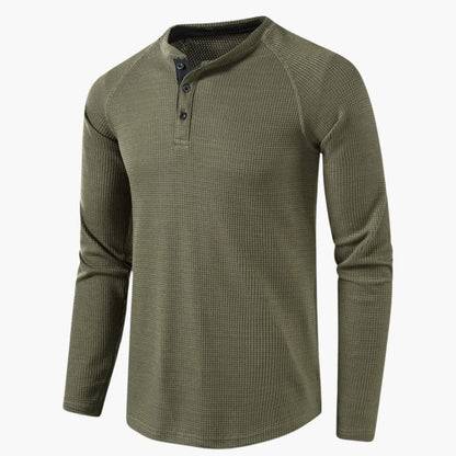 Herren-Henley-Langarm-T-Shirt