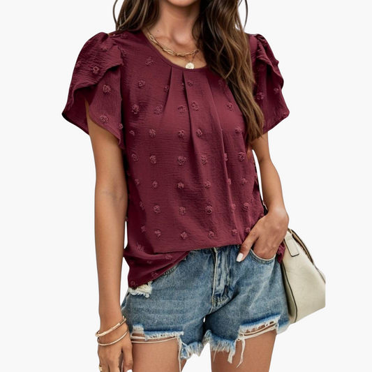 Swiss Dot Bluse mit Blumenärmeln für Damen