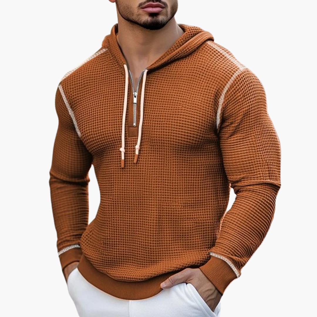 Gestreifte Waffelstruktur Kapuzenpullover für Herren