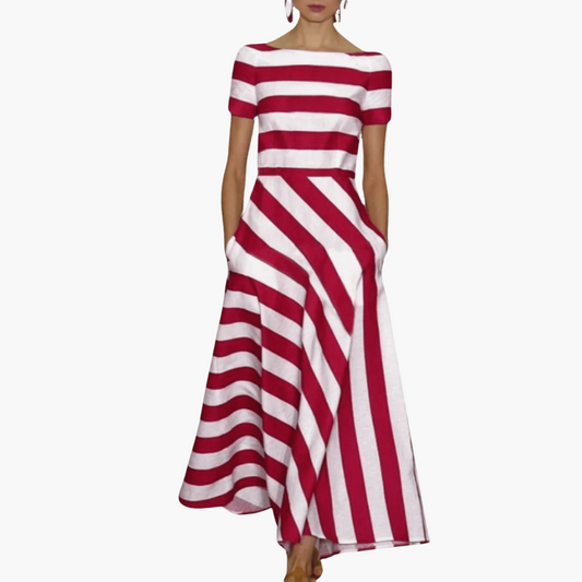 Angelika | Handgemachtes gestreiftes Maxikleid