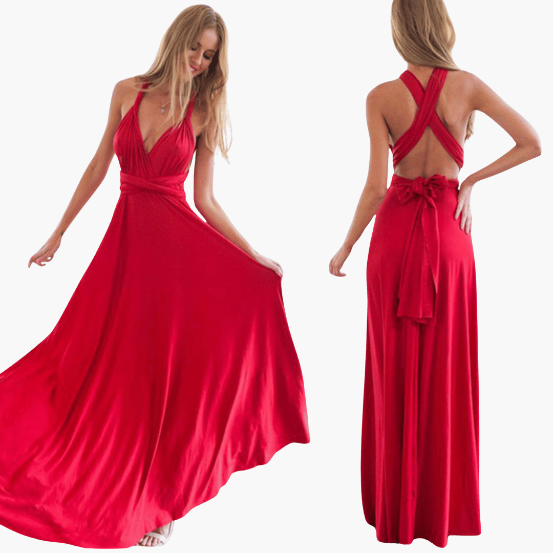 Mehrfach-Wickel Maxi Kleid für Damen