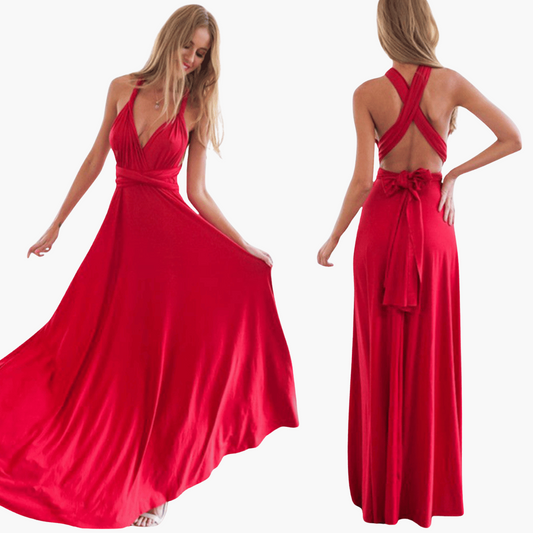 Mehrfach-Wickel Maxi Kleid für Damen
