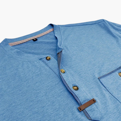 Henley T-Shirt mit Ziernähten für Herren