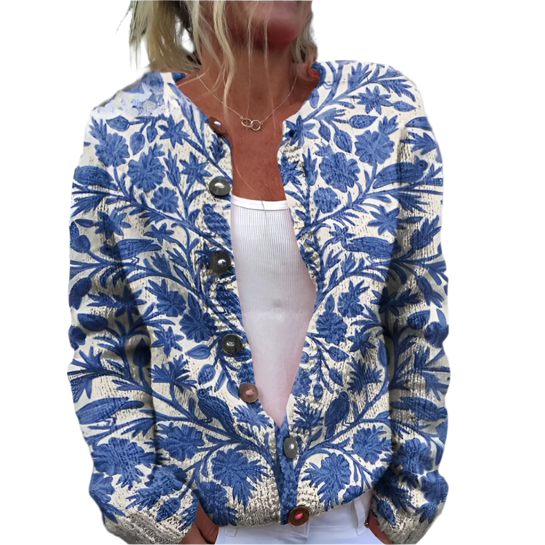 Geblümter Strickcardigan für Damen