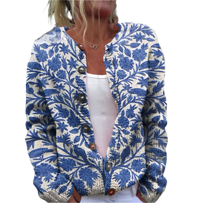 Geblümter Strickcardigan für Damen