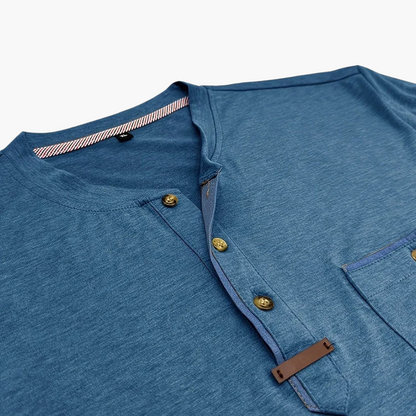 Henley T-Shirt mit Ziernähten für Herren
