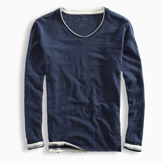 Kontrastbesatz Langarm T-Shirt für Herren
