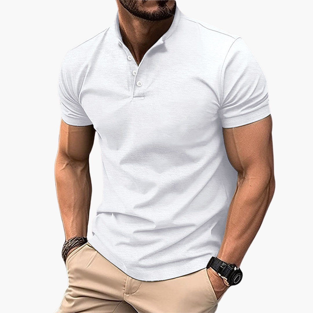 Kragenloses Slim Fit Poloshirt für Herren