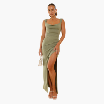 Gerüschtes Abendkleid mit Schlitz für Damen