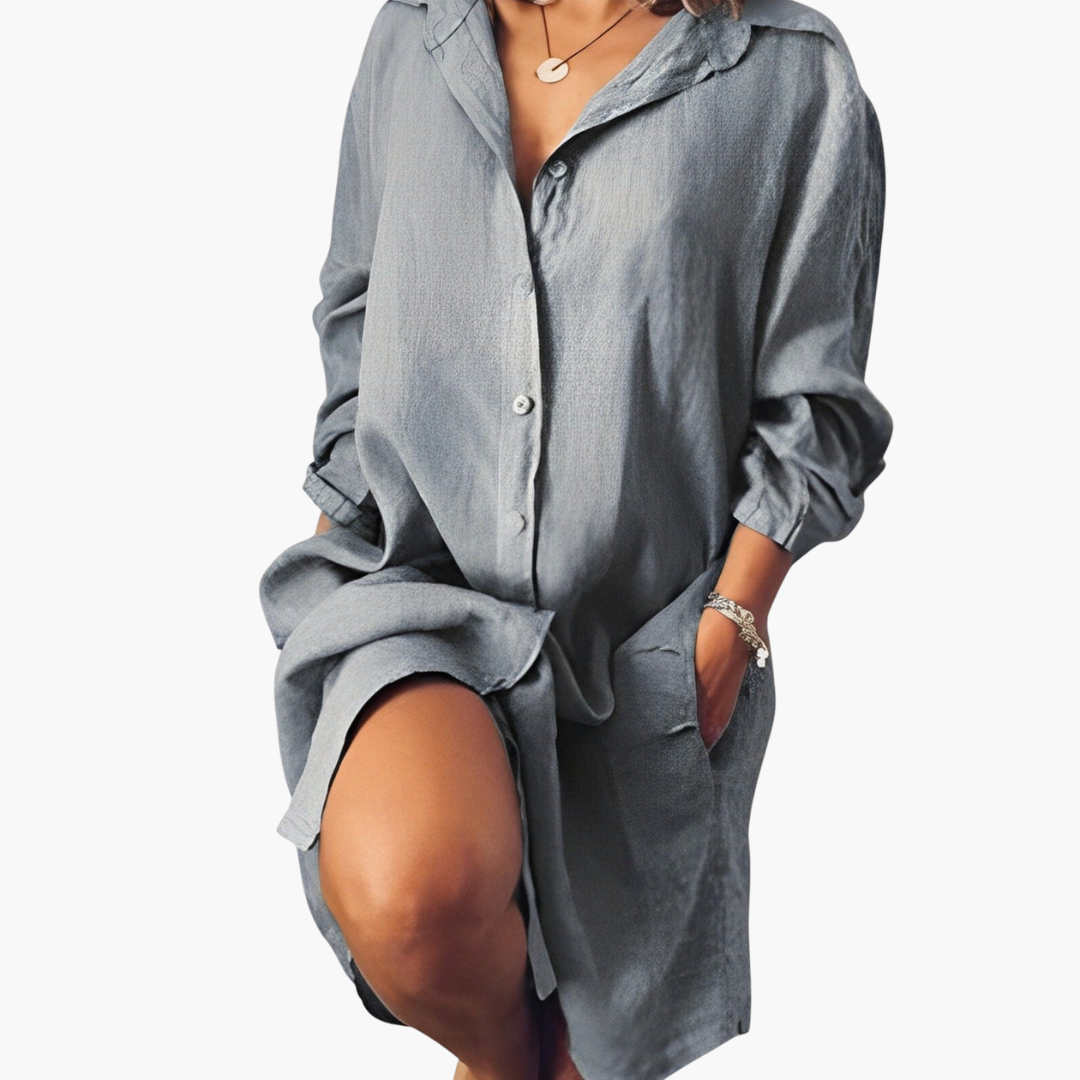 Klassischer Kragen Leinenbluse für Damen