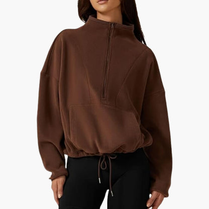 Halb-Zip Fleece-Sweatshirt für Damen