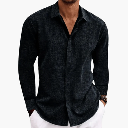 Slim Fit Langarmhemd mit Knopfleiste für Herren
