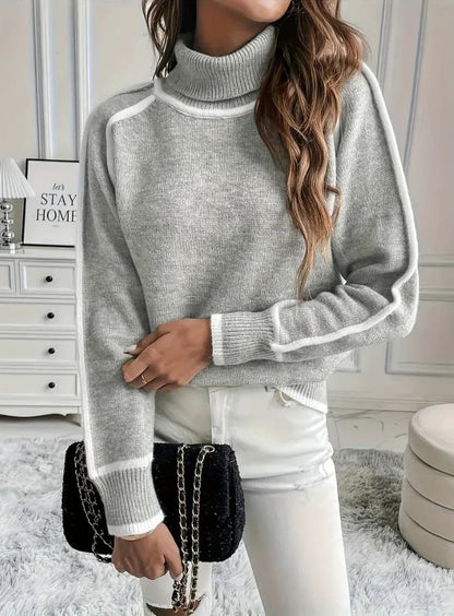 Gerippter Rollkragenpullover für Damen