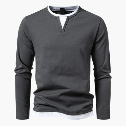 Zweilagiger Pullover mit Kragen für Herren